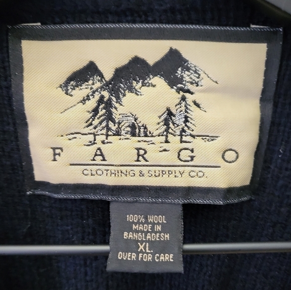 VTG 90s Wool V-Neck Sweater Fargo Clothing Black (w/2 Tan Stripes) Size XL - Picture 6 of 7